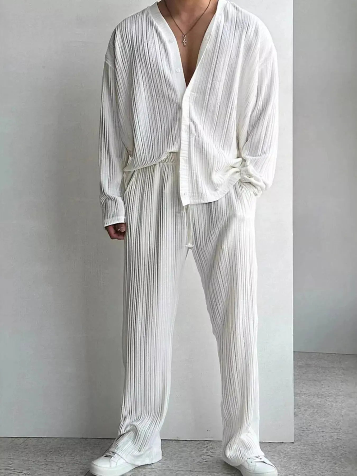 Men's plus size shirt and pants set Trendsi