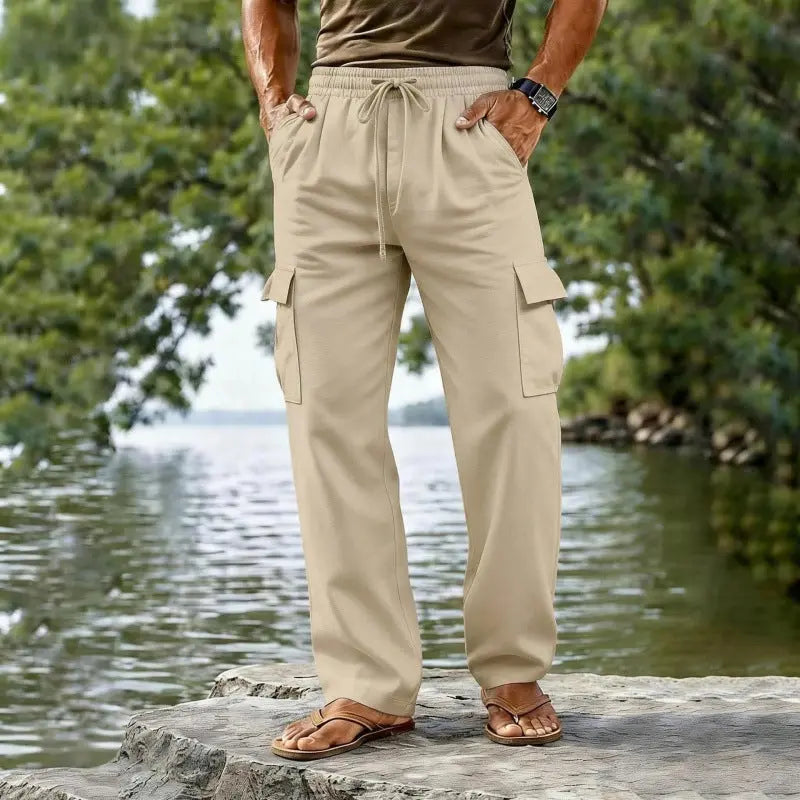 Men's Cotton-Linen Drawstring Casual Pants