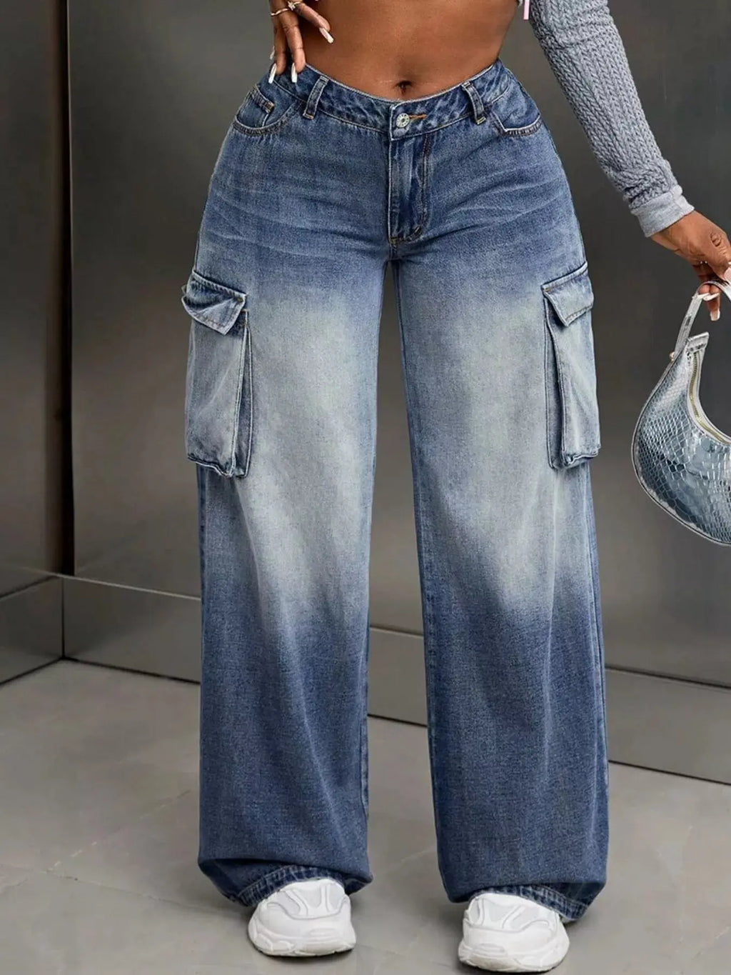 Vintage Wide Leg Cargo Jeans Trendsi