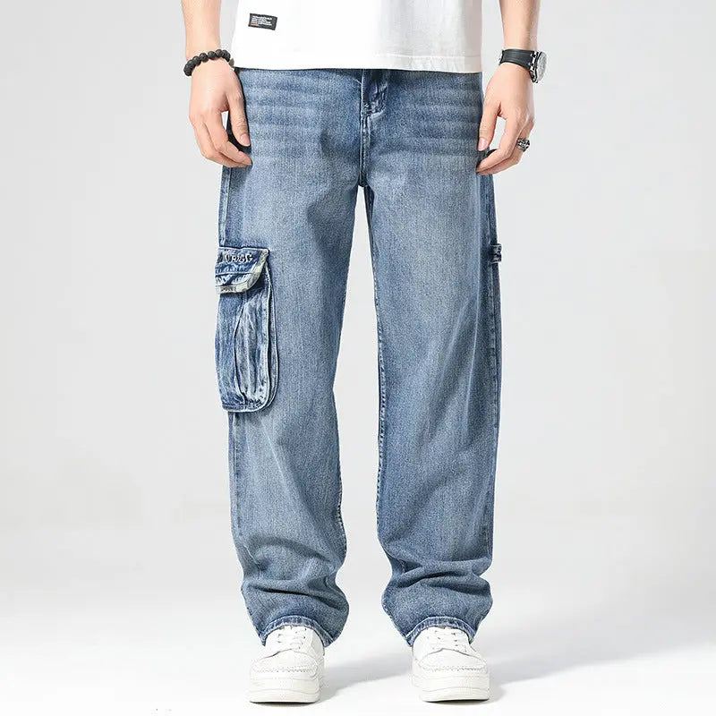 Men's Hip Hop Retro Multi-Pocket Denim Pants