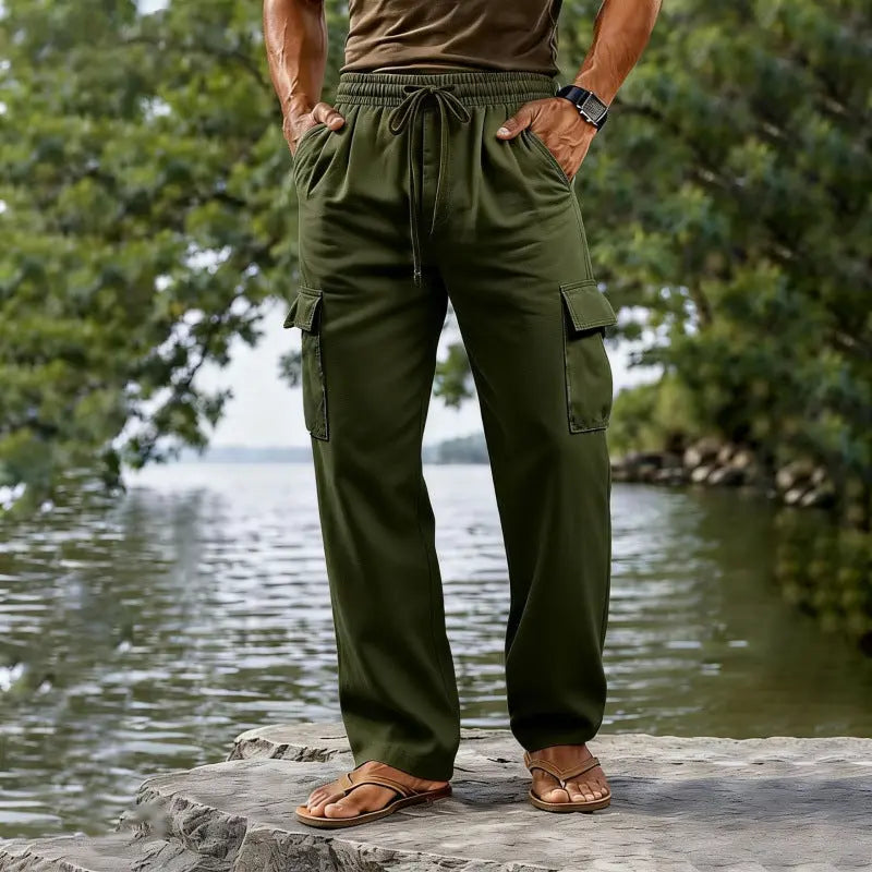 Men's Cotton-Linen Drawstring Casual Pants