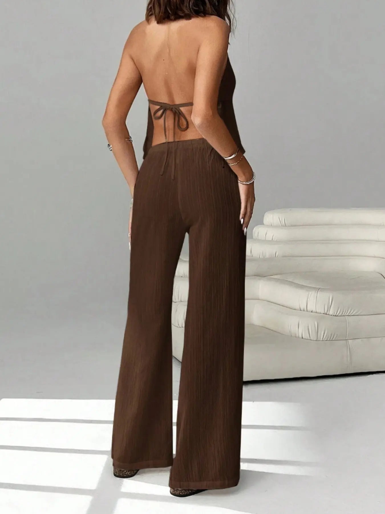Halter Neck Cami and Pants Set Trendsi