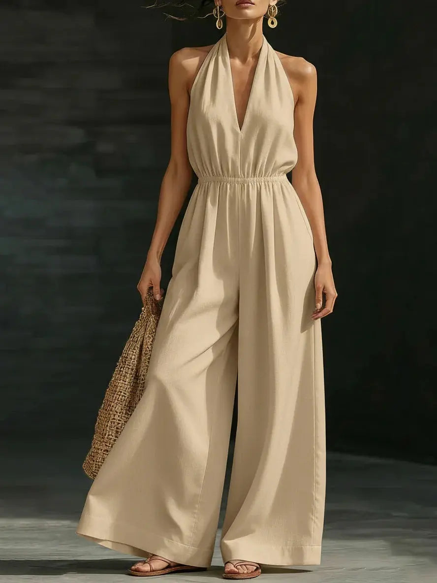 V-neck Halter Jumpsuit For Women - Fresh& Vintage