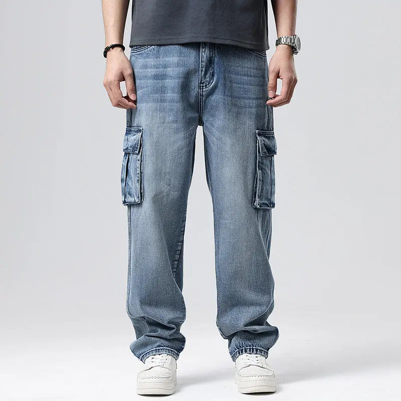 Men's Hip Hop Retro Multi-Pocket Denim Pants