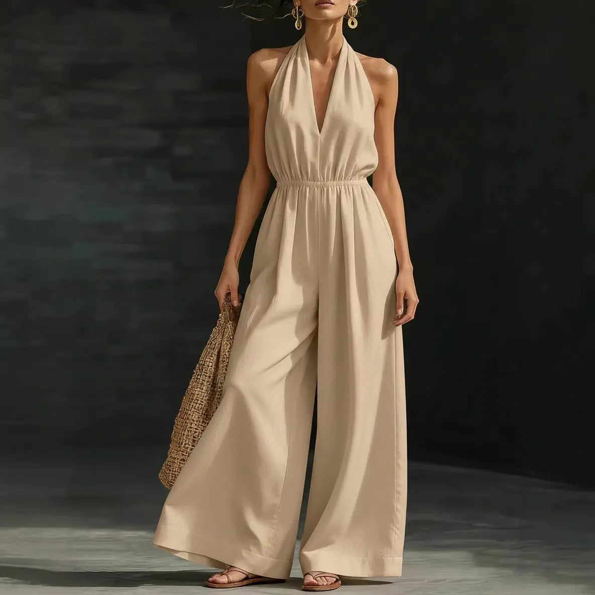 V-neck Halter Jumpsuit For Women - Fresh& Vintage