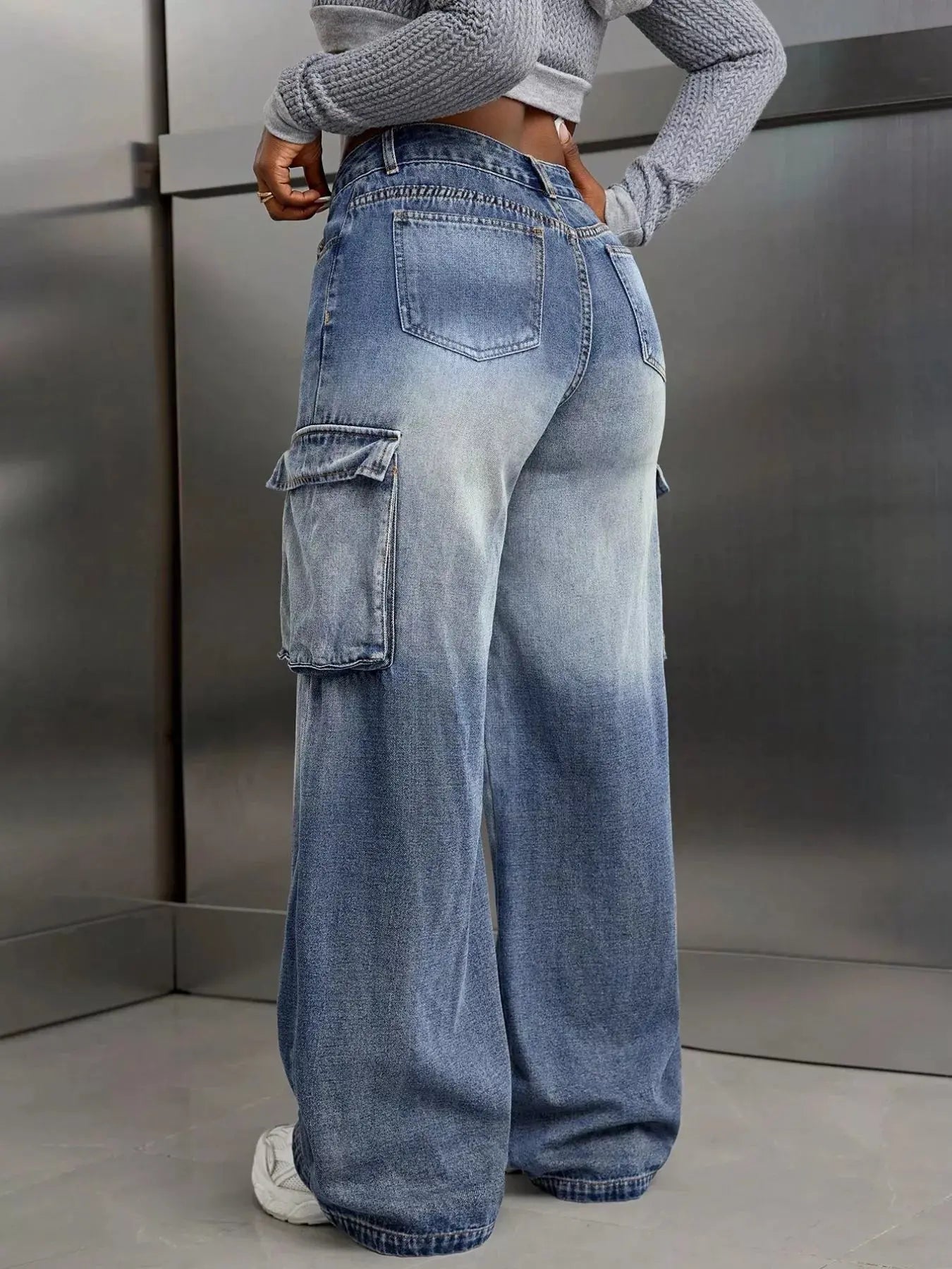 Vintage Wide Leg Cargo Jeans Trendsi