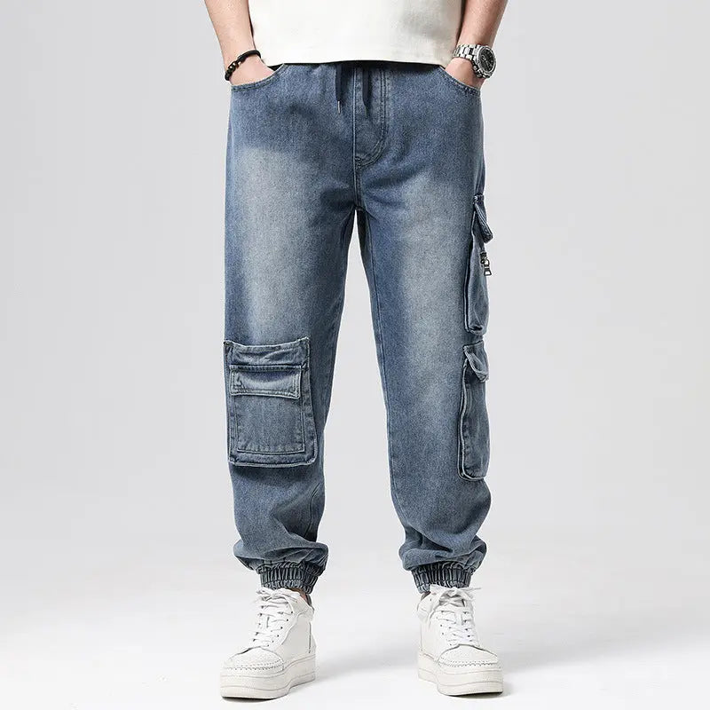 Men's Hip Hop Retro Multi-Pocket Denim Pants