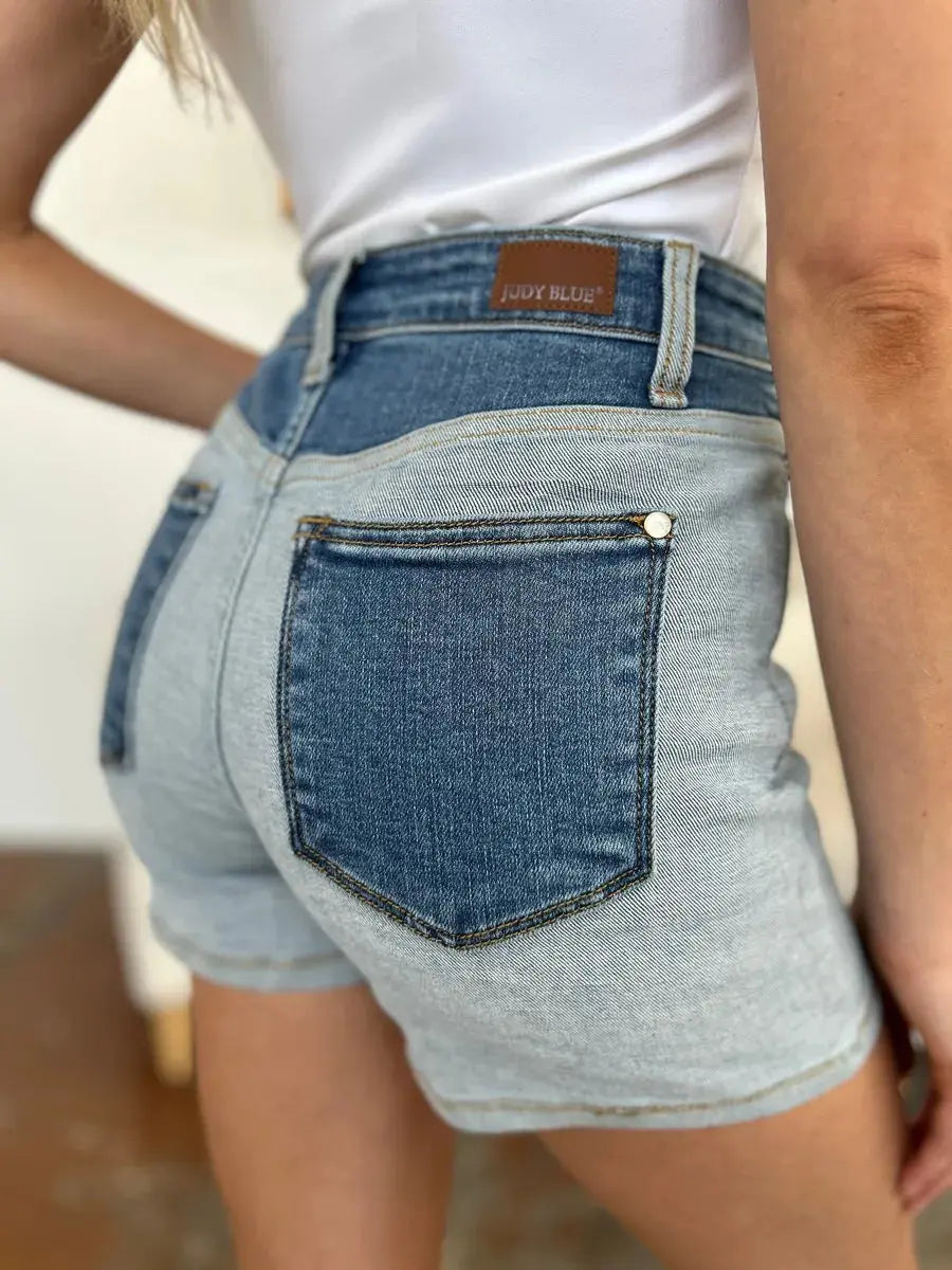 Judy Blue Shorts Full Size Color Block Denim Trendsi