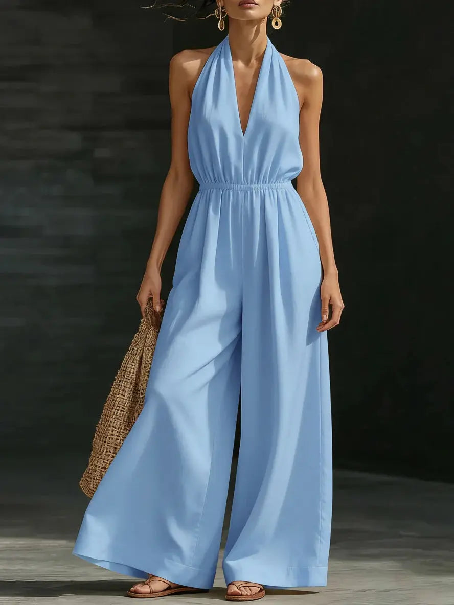 V-neck Halter Jumpsuit For Women - Fresh& Vintage