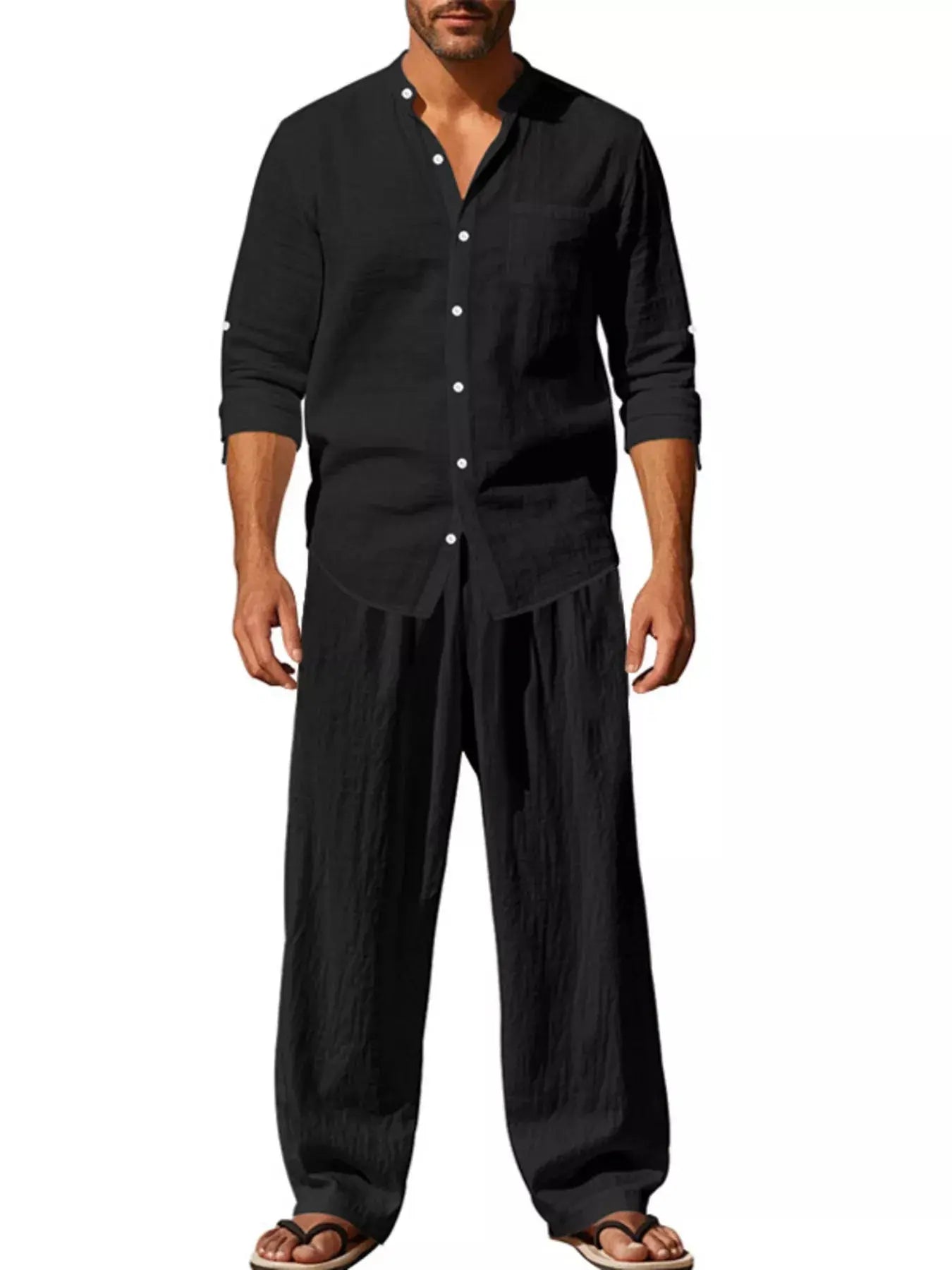 Men's shirt and pants set 2-Piece Long Sleeve Trendsi