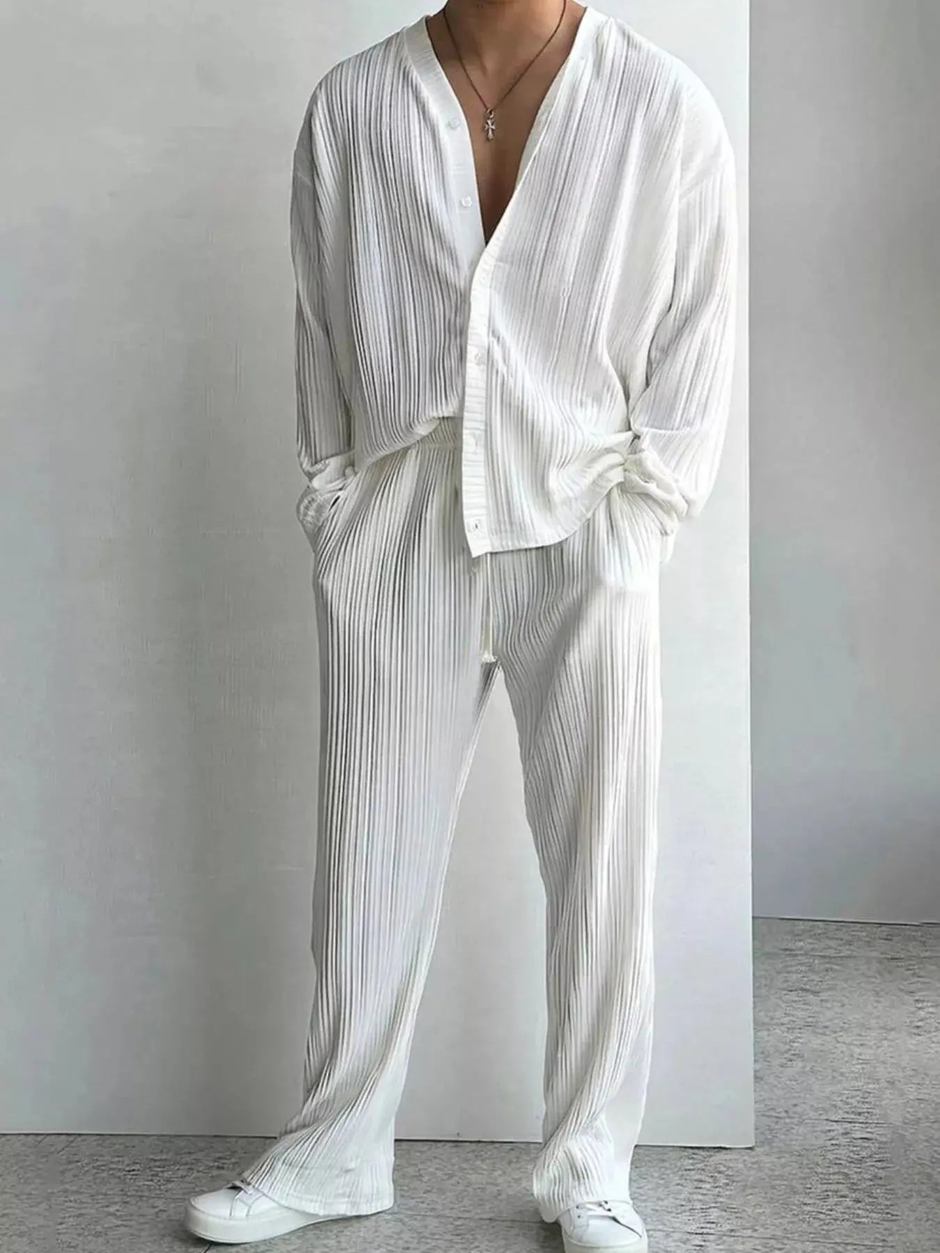 Men's plus size shirt and pants set Trendsi
